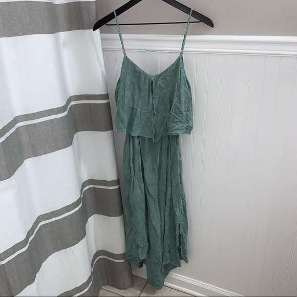 BLUE LIFE Green Teal Acid Wash Sleeveless Side Slit Asymmetrical Dress XS - Picture 7 of 12